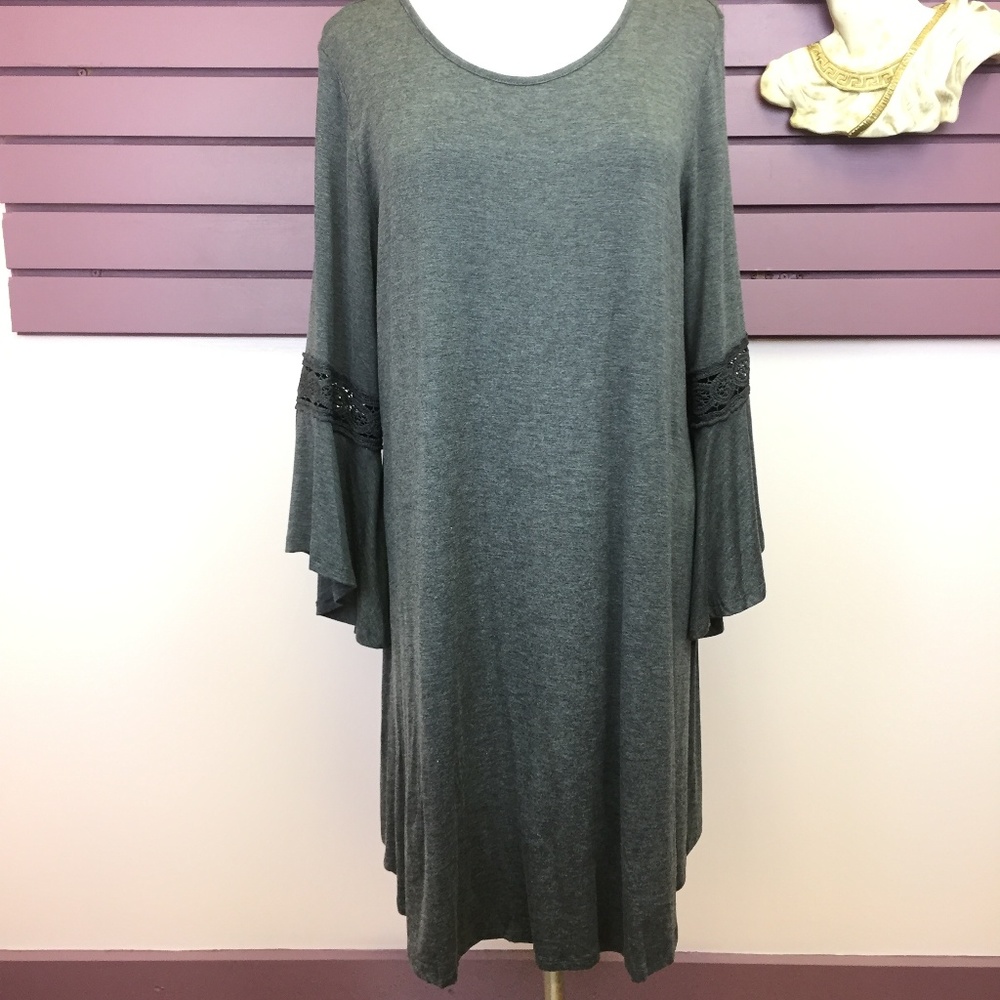 Just Found grey swing dress with bell sleeves